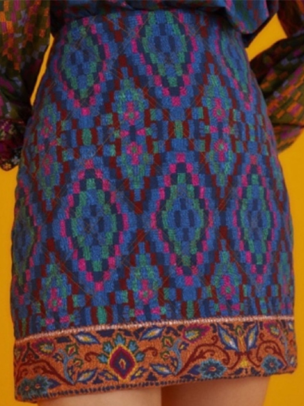 NWT Farm Rio Tapestry Scarf Blue Mini Skirt
